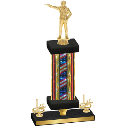 Premium Single Flag USA First Place Shooter Trophy