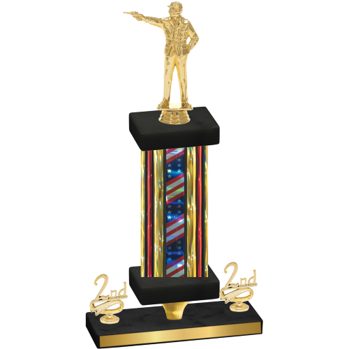 Premium Single Flag USA Second Place Shooter Trophy