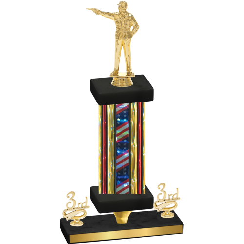 Premium Single Flag USA Third Place Shooter Trophy