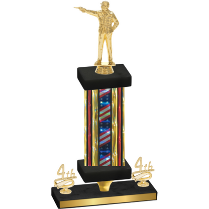 Premium Single Flag USA Fourth Place Shooter Trophy