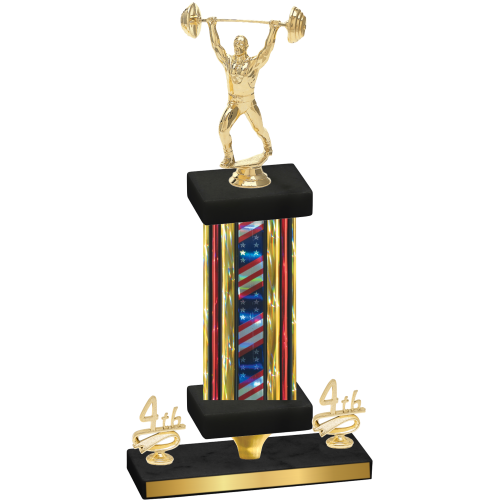 Premium Single Flag USA Fourth Place Weights Trophy