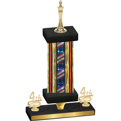 Premium Single Flag USA Fourth Place Chess Trophy