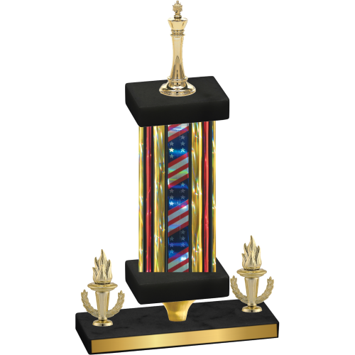 Premium Single Flag USA Victory Chess Trophy