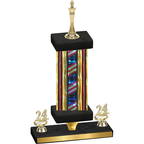 Premium Single Flag USA Year Chess Trophy