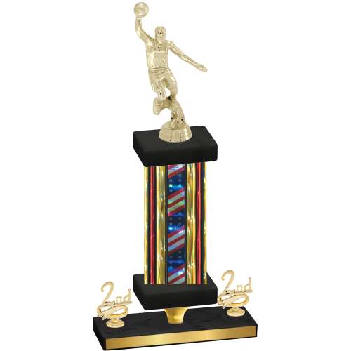 Premium Single Flag USA Second Place Basketball Trophy