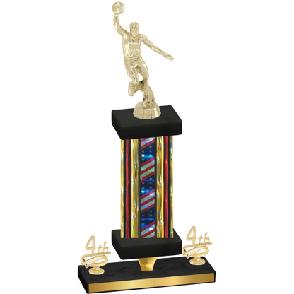 Premium Single Flag USA Fourth Place Basketball Trophy