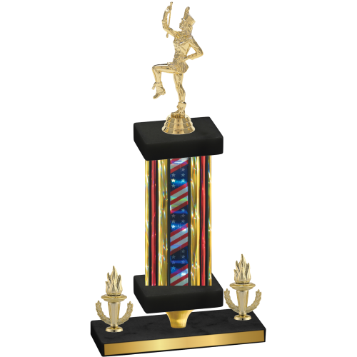Premium Single Flag USA Victory Majorette Trophy