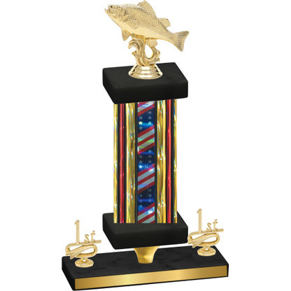 Premium Single Flag USA First Place Fishing Trophy