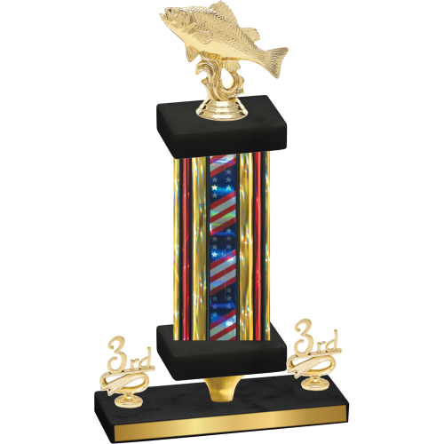 Premium Single Flag USA Third Place Fishing Trophy
