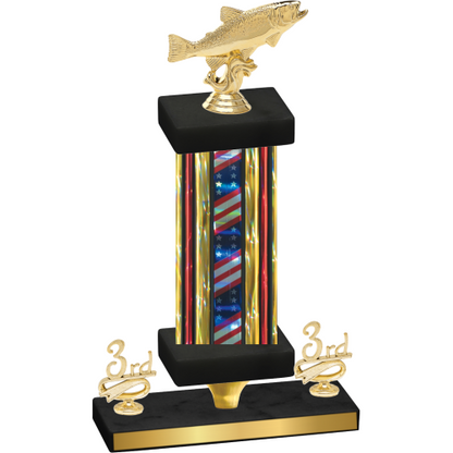 Premium Single Flag USA Third Place Fishing Trophy