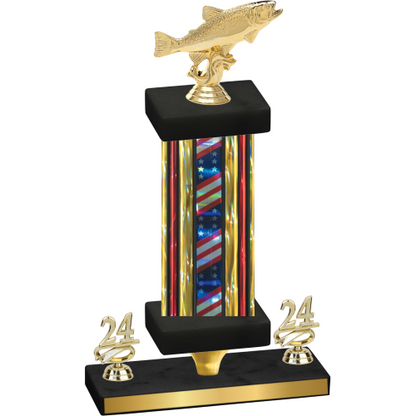 Premium Single Flag USA Year Fishing Trophy