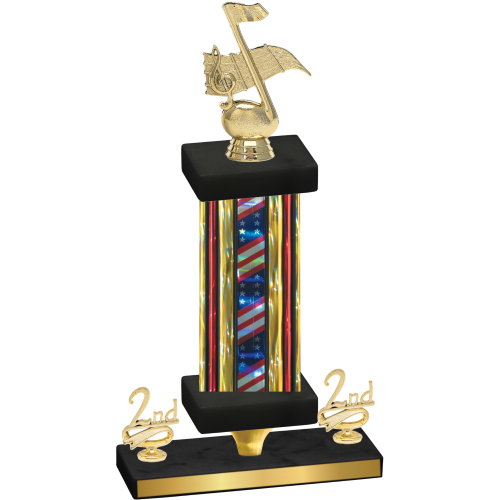 Premium Single Flag USA Second Place Music Trophy