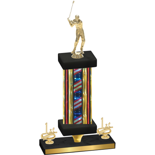Premium Single Flag USA First Place Golf Trophy