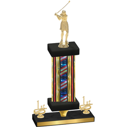 Premium Single Flag USA First Place Golf Trophy