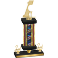 Premium Single Flag USA Second Place Golf Trophy