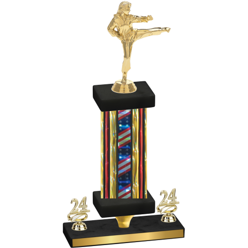 Premium Single Flag USA Year Karate Trophy