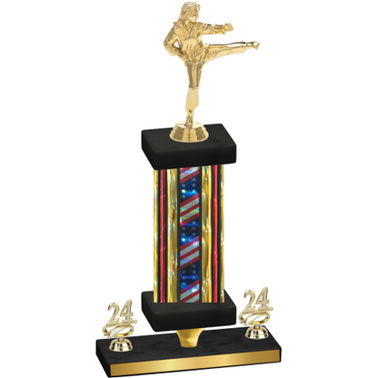 Premium Single Flag USA Year Karate Trophy