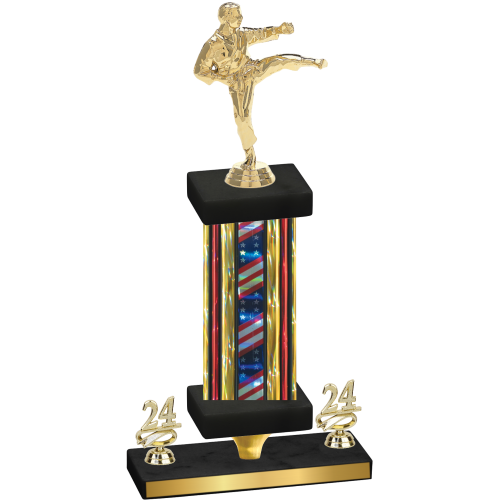 Premium Single Flag USA Year Karate Trophy