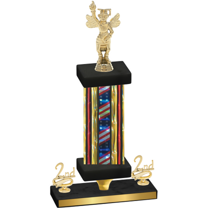 Premium Single Flag USA Second Place Academics Trophy