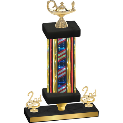 Premium Single Flag USA Second Place Academics Trophy