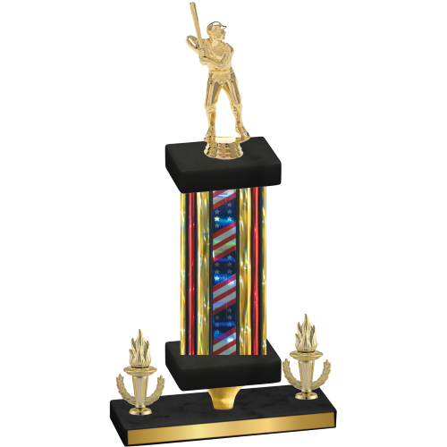 Premium Single Flag USA Victory Baseball Trophy