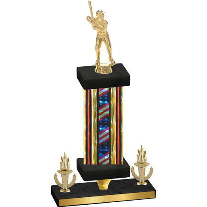 Premium Single Flag USA Victory Baseball Trophy