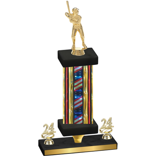 Premium Single Flag USA Year Baseball Trophy