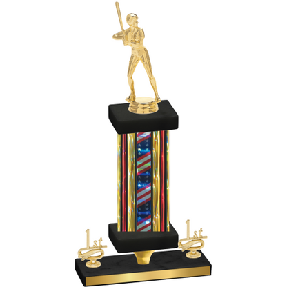 Premium Single Flag USA First Place Softball Trophy