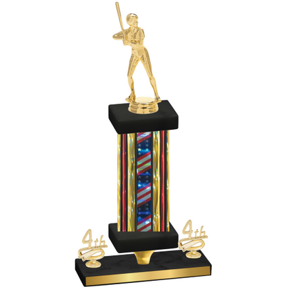 Premium Single Flag USA Fourth Place Softball Trophy