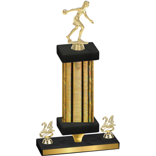 Premium Single Gold Glacier Year Bowling Trophy