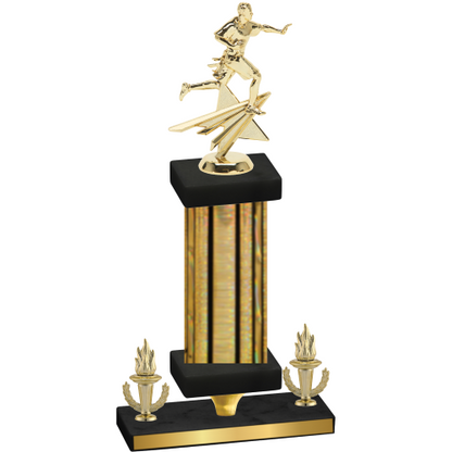 Premium Single Gold Glacier Victory Flag Football Trophy