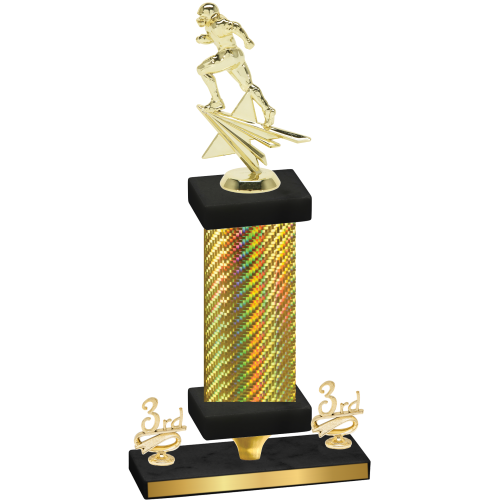 Premium Single Gold Carbon Fiber Third Place Football Trophy