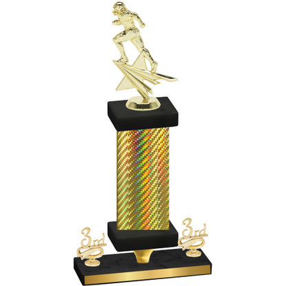 Premium Single Gold Carbon Fiber Third Place Football Trophy