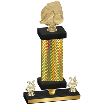Premium Single Gold Carbon Fiber Year Soccer Trophy