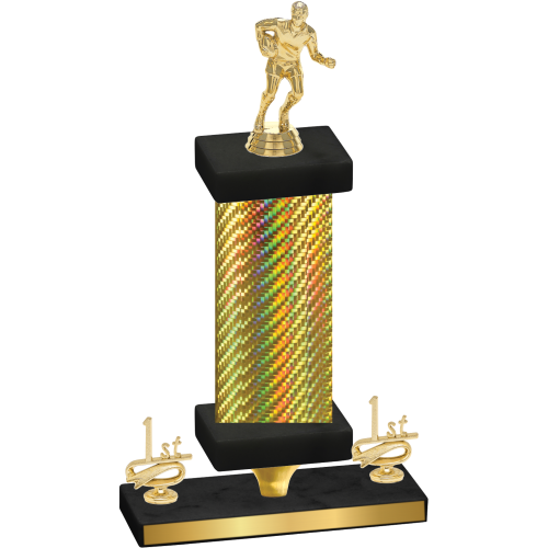 Premium Single Gold Carbon Fiber First Place Rugby Trophy