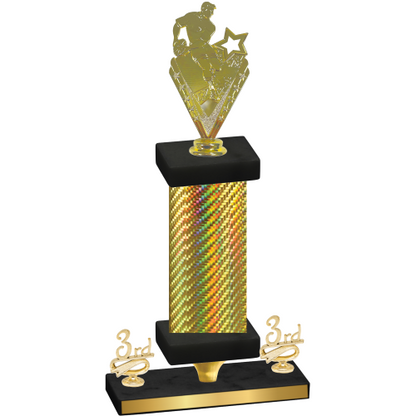 Premium Single Gold Carbon Fiber Third Place Rugby Trophy