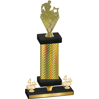 Premium Single Gold Carbon Fiber Fourth Place Rugby Trophy