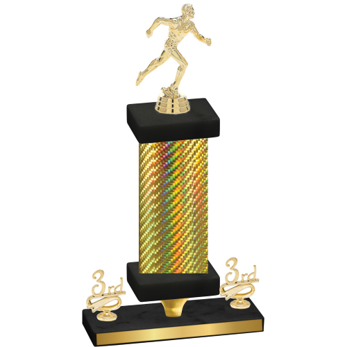 Premium Single Gold Carbon Fiber Third Place Running Trophy