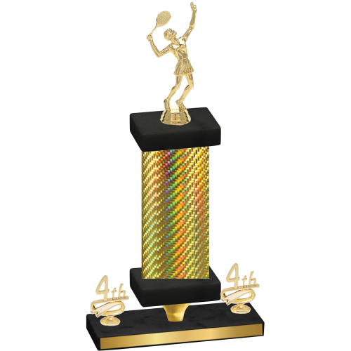 Premium Single Gold Carbon Fiber Fourth Place Tennis Trophy