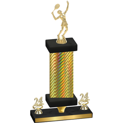 Premium Single Gold Carbon Fiber Year Tennis Trophy