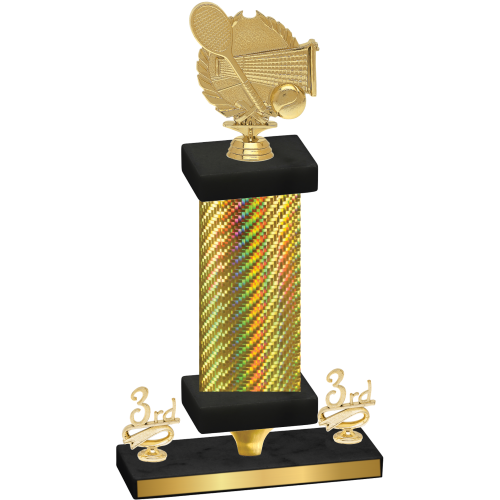 Premium Single Gold Carbon Fiber Third Place Tennis Trophy