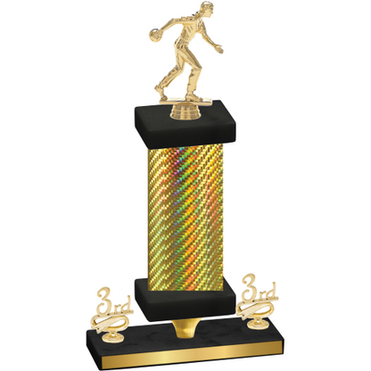 Premium Single Gold Carbon Fiber Third Place Bowling Trophy