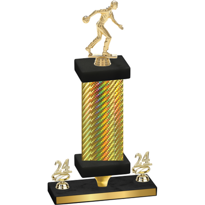 Premium Single Gold Carbon Fiber Year Bowling Trophy