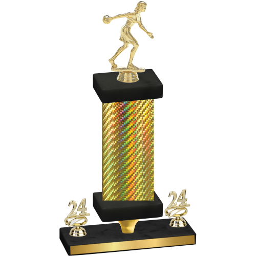 Premium Single Gold Carbon Fiber Year Bowling Trophy