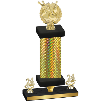 Premium Single Gold Carbon Fiber Year Bowling Trophy