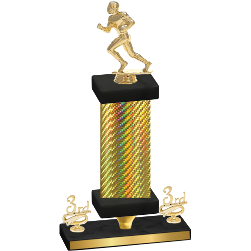 Premium Single Gold Carbon Fiber Third Place Football Trophy
