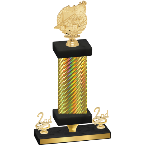 Premium Single Gold Carbon Fiber Second Place Swimming Trophy
