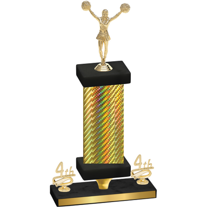 Premium Single Gold Carbon Fiber Fourth Place Cheerleading Trophy