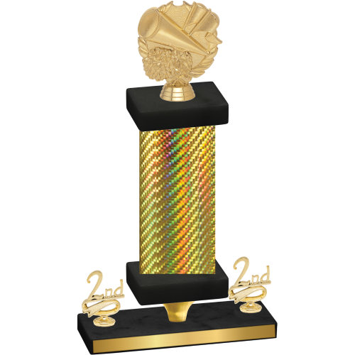 Premium Single Gold Carbon Fiber Second Place Cheerleading Trophy