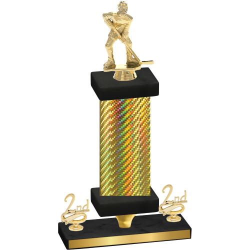 Premium Single Gold Carbon Fiber Second Place Hockey Trophy